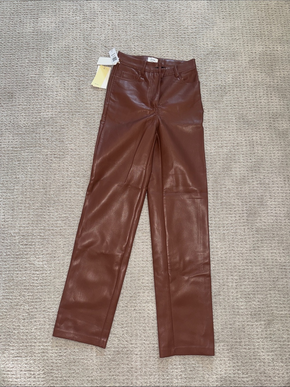 Wilfred Straight Leg Faux Leather Pants in Brown